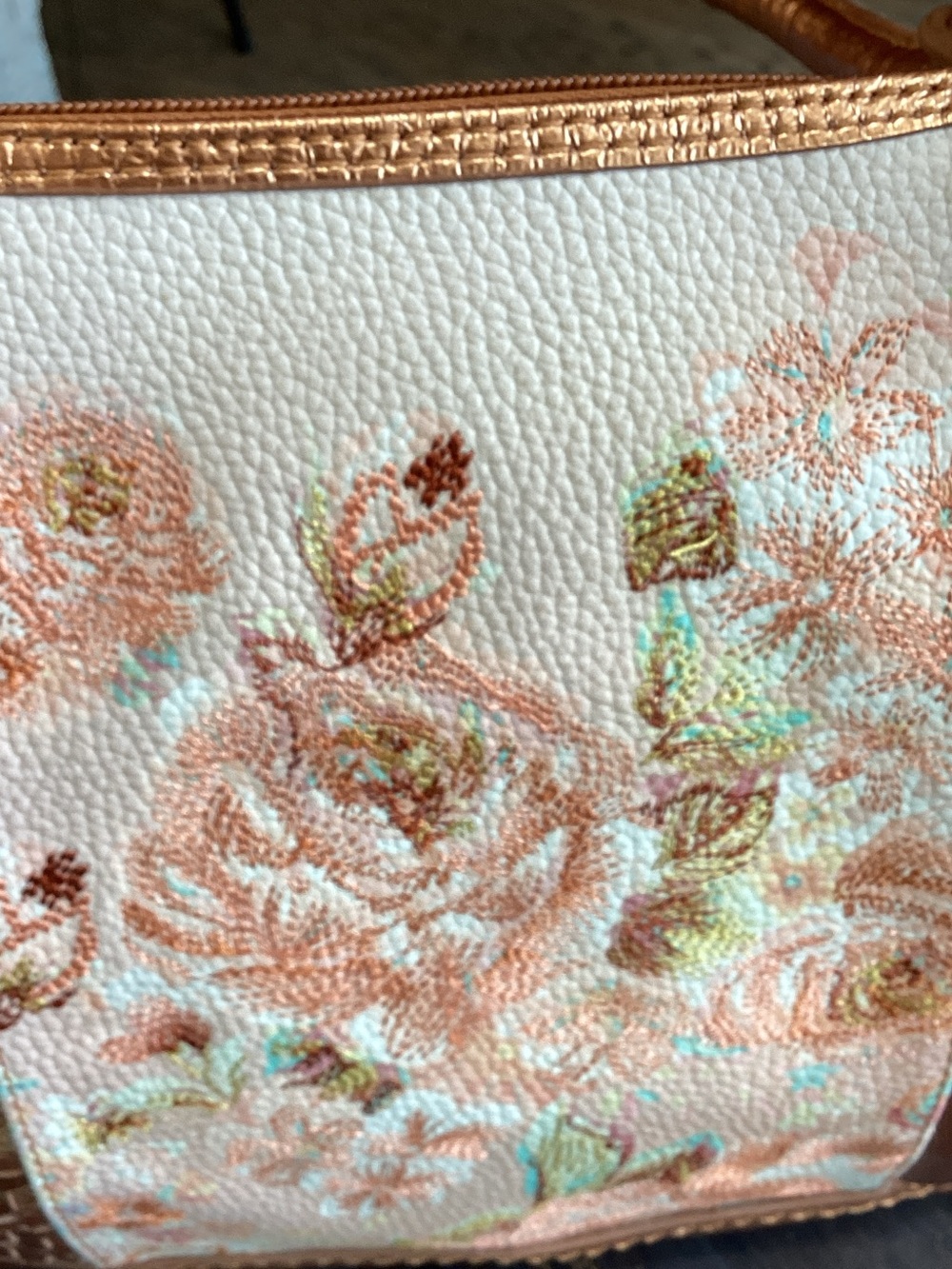 Sharif Rose Copper Woven Embroidered Floral Satchel - Picture 8 of 14